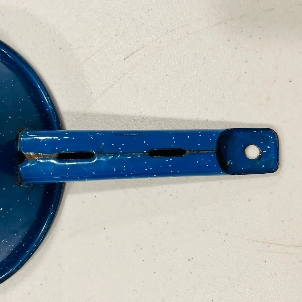 Vintage Enamelware Sauce Pan Blue White Speckle 1 Qt Primitive Camping Farmhouse